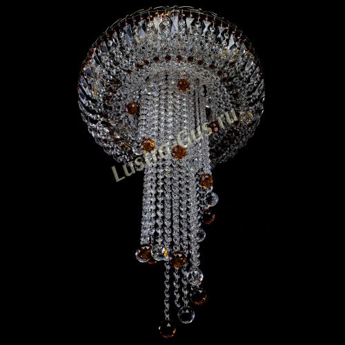 Люстра Анжелика №2 длинная шар 30 мм чайная  в Новокузнецке Гусь Хрустальный