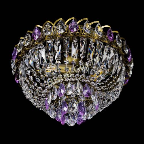 Люстра Астра Бутон №3 фиолетовая под бронзу в Новокузнецке Гусь Хрустальный