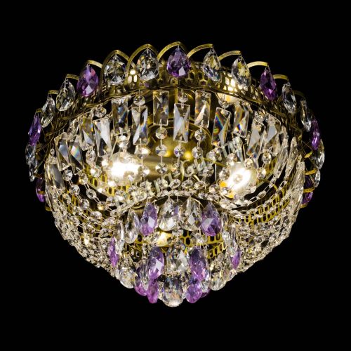 Люстра Астра Бутон №3 фиолетовая под бронзу в Новокузнецке Гусь Хрустальный