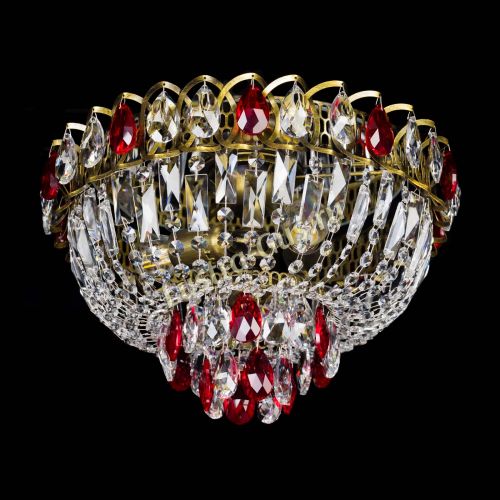 Люстра Астра Бутон №3 красная под бронзу в Новокузнецке Гусь Хрустальный