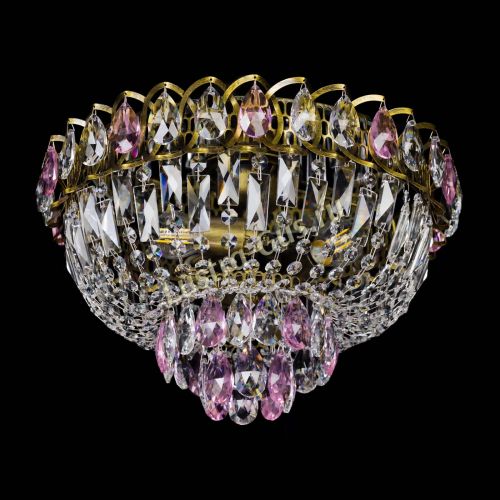 Люстра Астра Бутон №3 розовая под бронзу в Новокузнецке Гусь Хрустальный