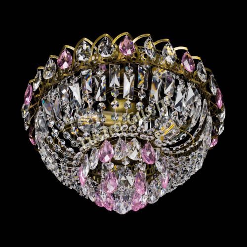 Люстра Астра Бутон №3 розовая под бронзу в Новокузнецке Гусь Хрустальный