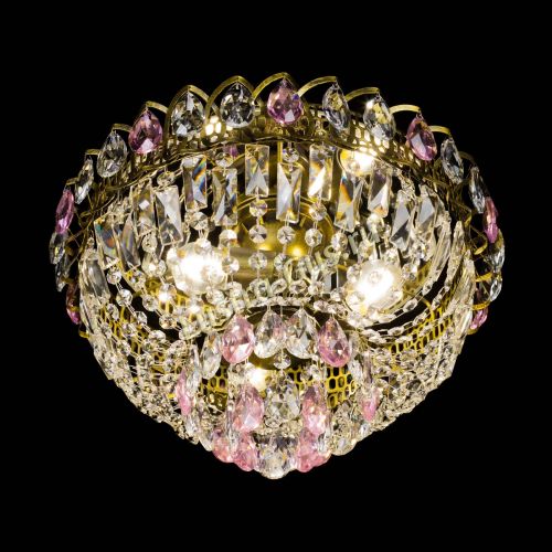 Люстра Астра Бутон №3 розовая под бронзу в Новокузнецке Гусь Хрустальный