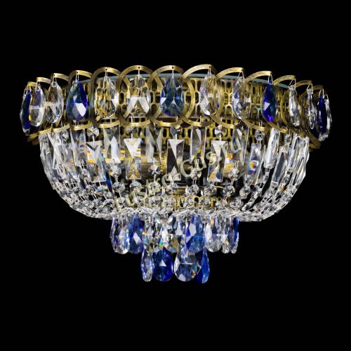 Люстра Астра Бутон №3 синяя под бронзу в Новокузнецке Гусь Хрустальный