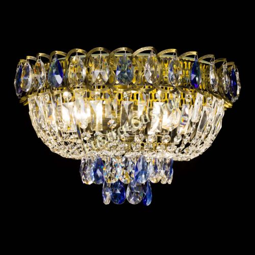 Люстра Астра Бутон №3 синяя под бронзу в Новокузнецке Гусь Хрустальный