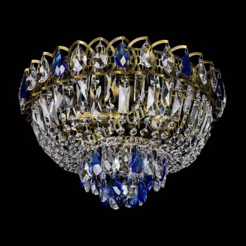 Люстра Астра Бутон №3 синяя под бронзу в Новокузнецке Гусь Хрустальный