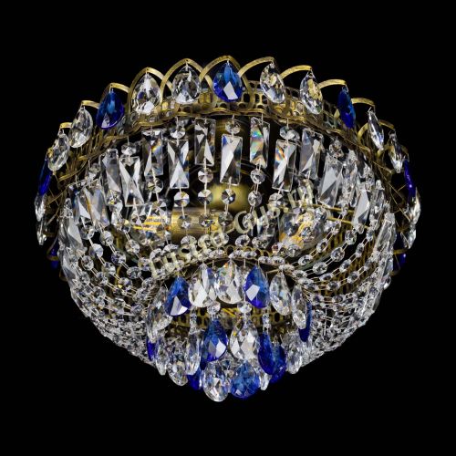 Люстра Астра Бутон №3 синяя под бронзу в Новокузнецке Гусь Хрустальный