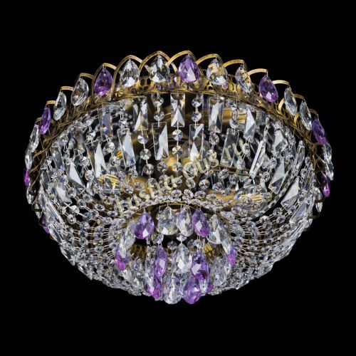 Люстра Астра Бутон №5 фиолетовая под бронзу в Новокузнецке Гусь Хрустальный