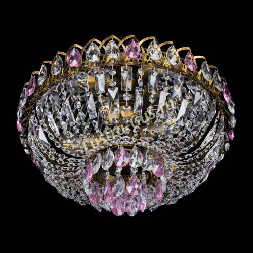 Люстра Астра Бутон №5 розовая под бронзу в Новокузнецке Гусь Хрустальный