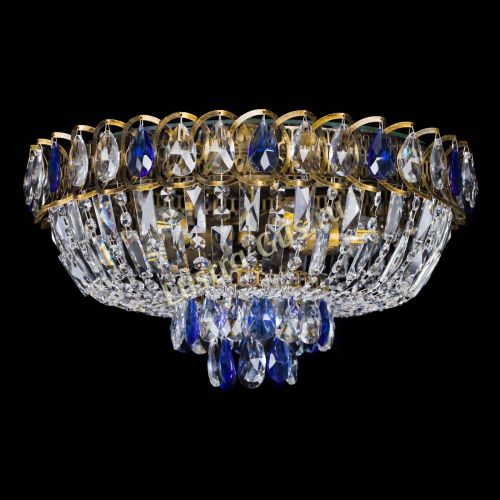 Люстра Астра Бутон №5 синяя под бронзу в Новокузнецке Гусь Хрустальный