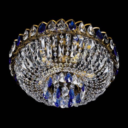 Люстра Астра Бутон №5 синяя под бронзу в Новокузнецке Гусь Хрустальный