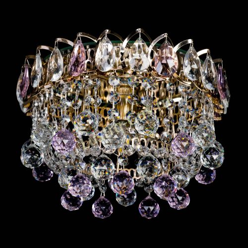 Люстра Астра Шар розовая в Новокузнецке Гусь Хрустальный