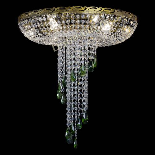 Люстра Диана №6 журавлик зеленая под бронзу  в Новокузнецке Гусь Хрустальный