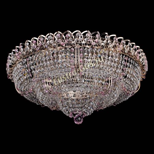 Люстра Двойное Кольцо Классика №6 розовая в Новокузнецке Гусь Хрустальный