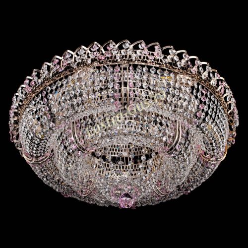 Люстра Двойное Кольцо Классика №6 розовая в Новокузнецке Гусь Хрустальный