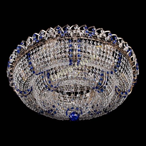 Люстра Двойное Кольцо Классика №6 синяя в Новокузнецке Гусь Хрустальный