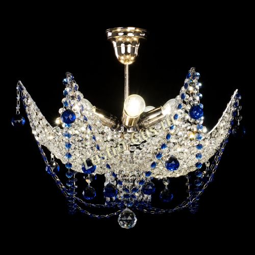 Люстра Элина №2 синяя в Новокузнецке Гусь Хрустальный