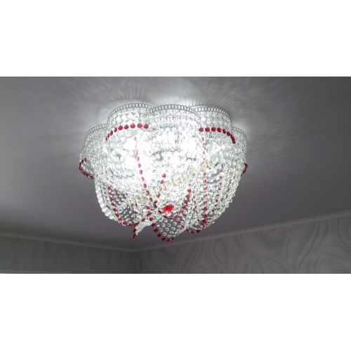 Люстра Есения красная в Новокузнецке Гусь Хрустальный