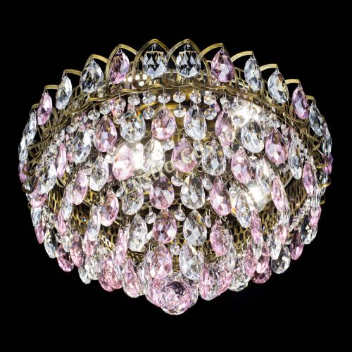 Люстра Грация №1 под бронзу розовая в Новокузнецке Гусь Хрустальный