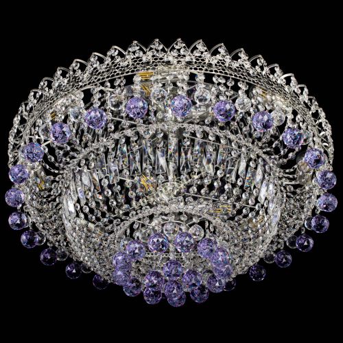 Люстра Хрустальный каскад №3 Шар фиолетовая в Новокузнецке Гусь Хрустальный