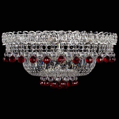 Люстра Хрустальный каскад №3 Шар красная в Новокузнецке Гусь Хрустальный