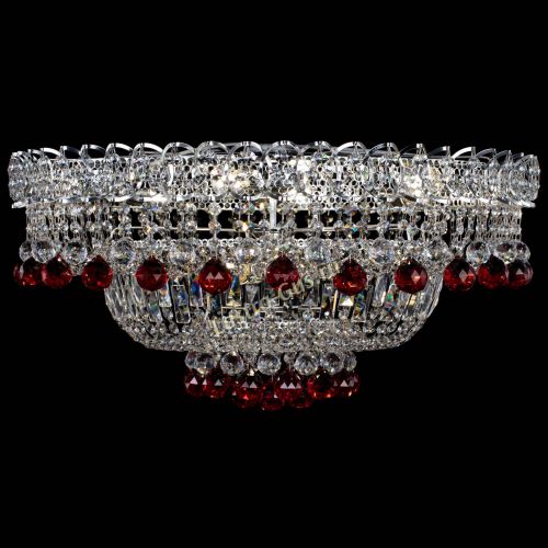 Люстра Хрустальный каскад №3 Шар красная в Новокузнецке Гусь Хрустальный