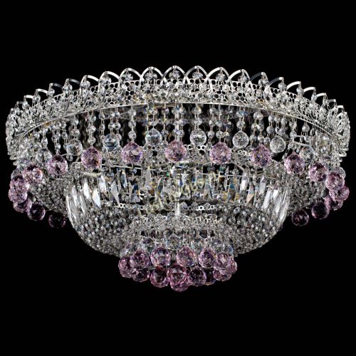 Люстра Хрустальный каскад №3 Шар розовая в Новокузнецке Гусь Хрустальный