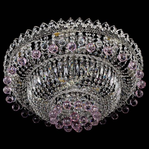 Люстра Хрустальный каскад №3 Шар розовая в Новокузнецке Гусь Хрустальный