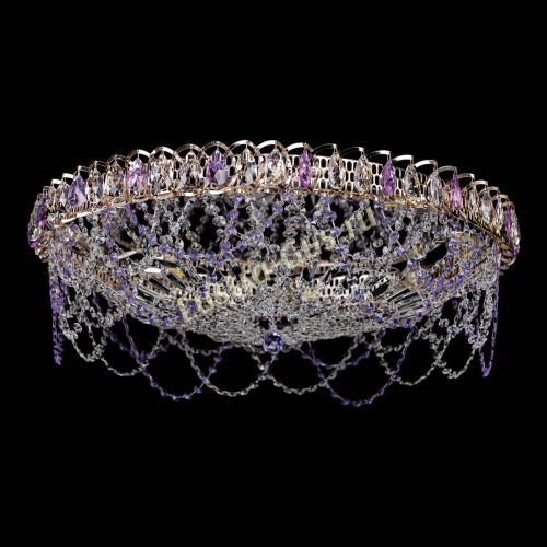 Люстра Каскад Ажур 700 мм фиолетовый в Новокузнецке Гусь Хрустальный