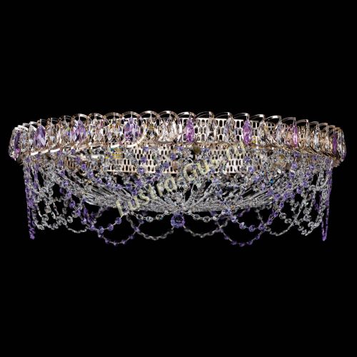 Люстра Каскад Ажур 700 мм фиолетовый в Новокузнецке Гусь Хрустальный