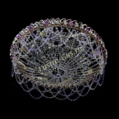 Люстра Каскад Ажур 700 мм фиолетовый в Новокузнецке Гусь Хрустальный