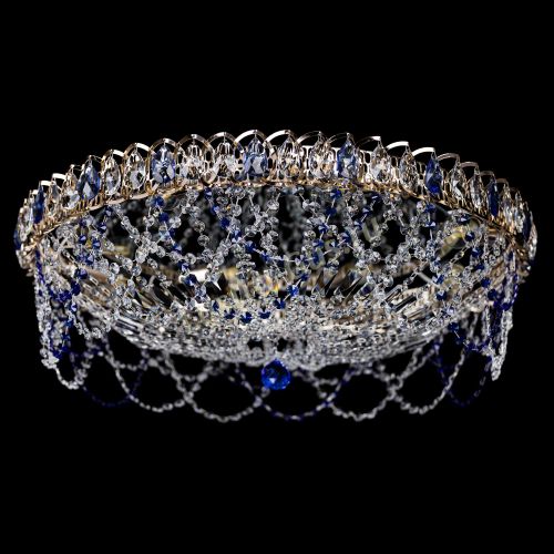 Люстра Каскад Ажур 700 мм синий в Новокузнецке Гусь Хрустальный