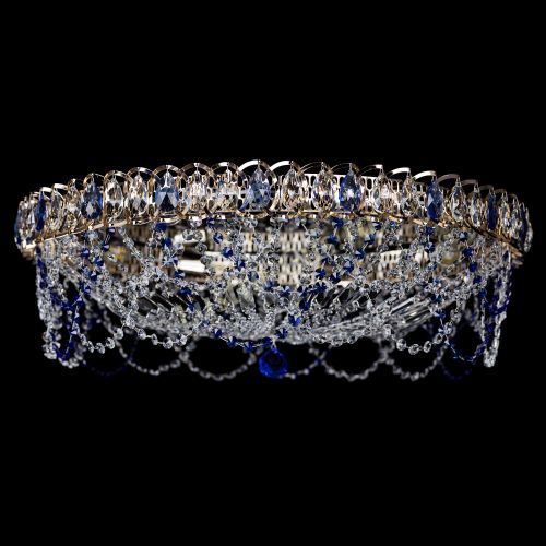 Люстра Каскад Ажур 700 мм синий в Новокузнецке Гусь Хрустальный