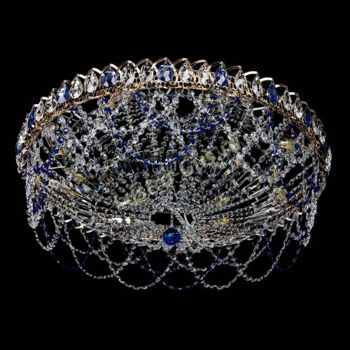 Люстра Каскад Ажур 700 мм синий в Новокузнецке Гусь Хрустальный