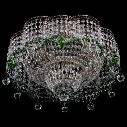 Люстра Камелия №4 зеленая в Новокузнецке Гусь Хрустальный