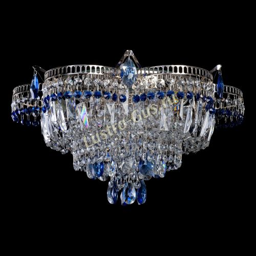 Люстра Камея №1 - 3 лампы синяя в Новокузнецке Гусь Хрустальный