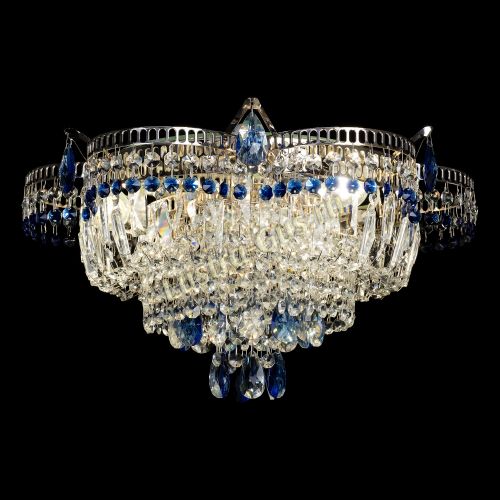 Люстра Камея №1 - 3 лампы синяя в Новокузнецке Гусь Хрустальный