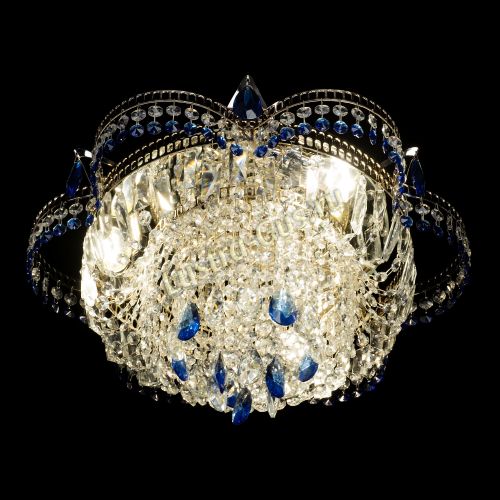 Люстра Камея №1 - 3 лампы синяя в Новокузнецке Гусь Хрустальный