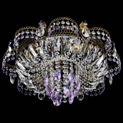 Люстра Камея №4 под бронзу фиолетовая в Новокузнецке Гусь Хрустальный