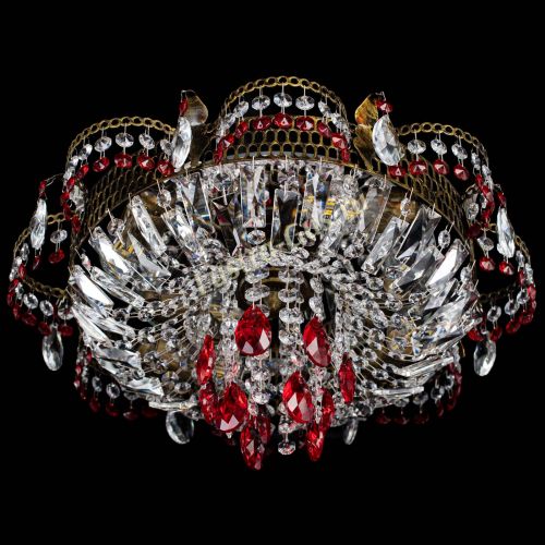 Люстра Камея №4 под бронзу красная в Новокузнецке Гусь Хрустальный