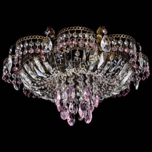 Люстра Камея №4 под бронзу розовая в Новокузнецке Гусь Хрустальный