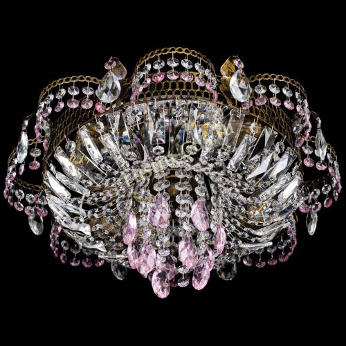 Люстра Камея №4 под бронзу розовая в Новокузнецке Гусь Хрустальный