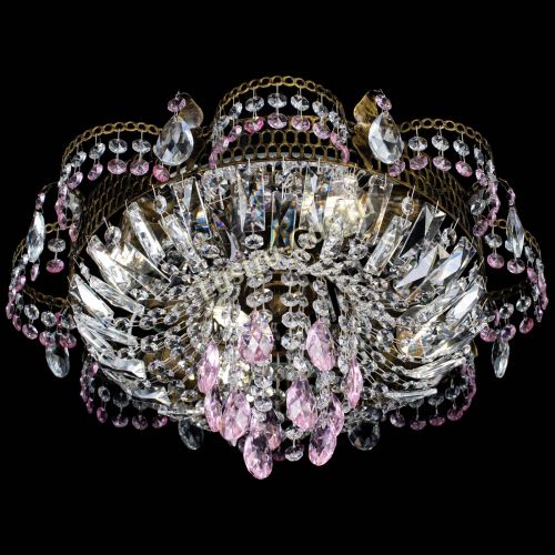 Люстра Камея №4 под бронзу розовая в Новокузнецке Гусь Хрустальный