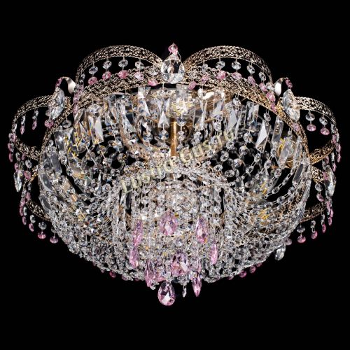 Люстра Камея Флора Журавлик №6 розовая в Новокузнецке Гусь Хрустальный