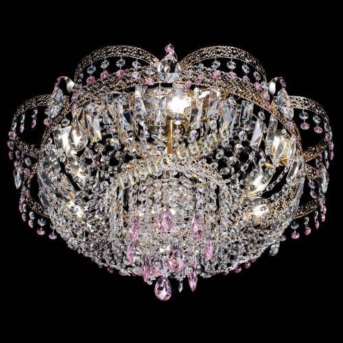 Люстра Камея Флора Журавлик №6 розовая в Новокузнецке Гусь Хрустальный