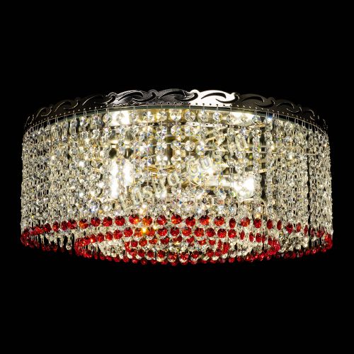 Люстра Капель оптикон №2 красная в Новокузнецке Гусь Хрустальный