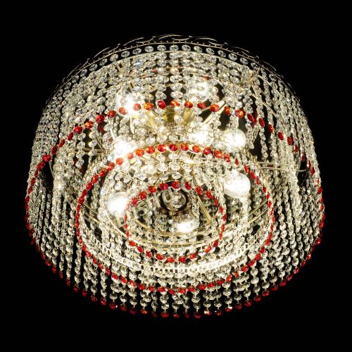 Люстра Капель оптикон №2 красная в Новокузнецке Гусь Хрустальный