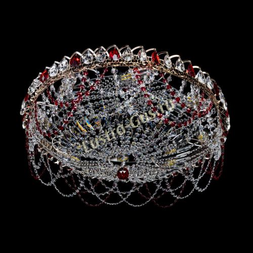 Люстра Каскад Ажур 700 мм красный в Новокузнецке Гусь Хрустальный