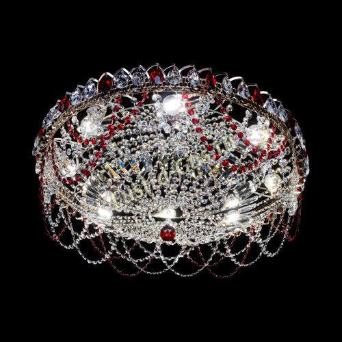 Люстра Каскад Ажур 700 мм красный в Новокузнецке Гусь Хрустальный