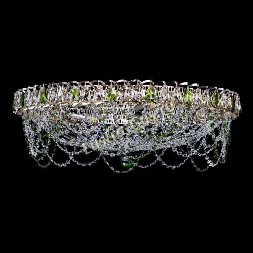 Люстра Каскад Ажур 700 мм зеленый в Новокузнецке Гусь Хрустальный